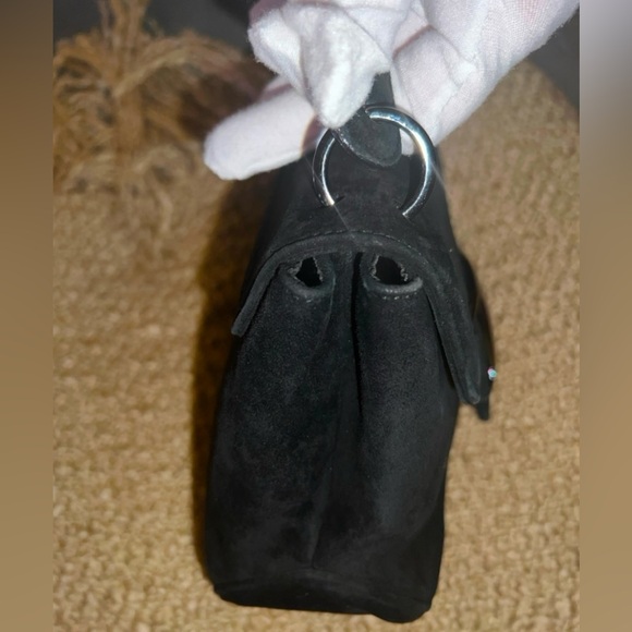 Ferragamo Black Suede Bag with Silver Clasp - Picture 8 of 16